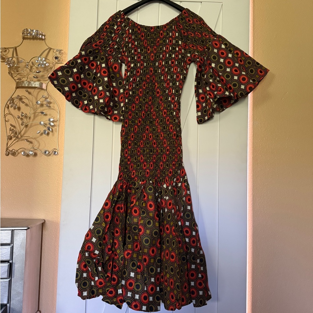Chic Long Sleeve African Print Dress